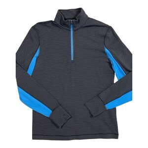 Lululemon Men's‎ Velocity 1/4 Zip Mini Hyper Stripe Black Gray Stretch